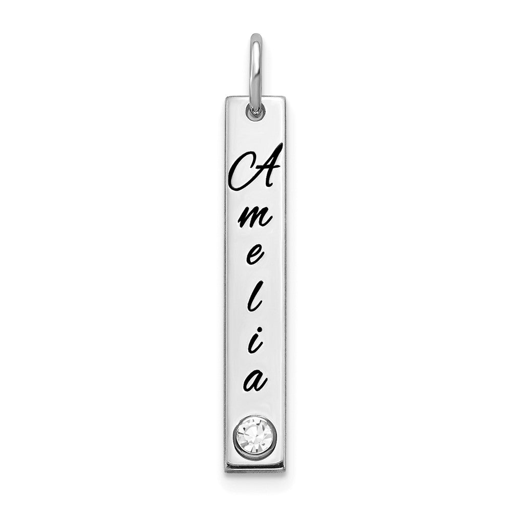 10K White Gold Small Enameled w/14k Bezel Birthstone Vertical Bar Charm
