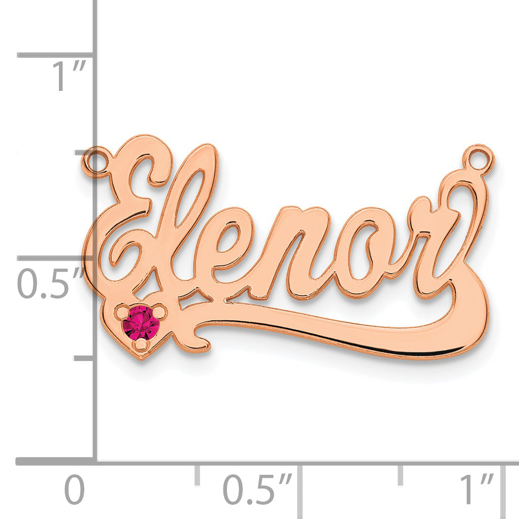 Sterling Silver Rose Gold plated Polished Birthstone with Heart Name Plate