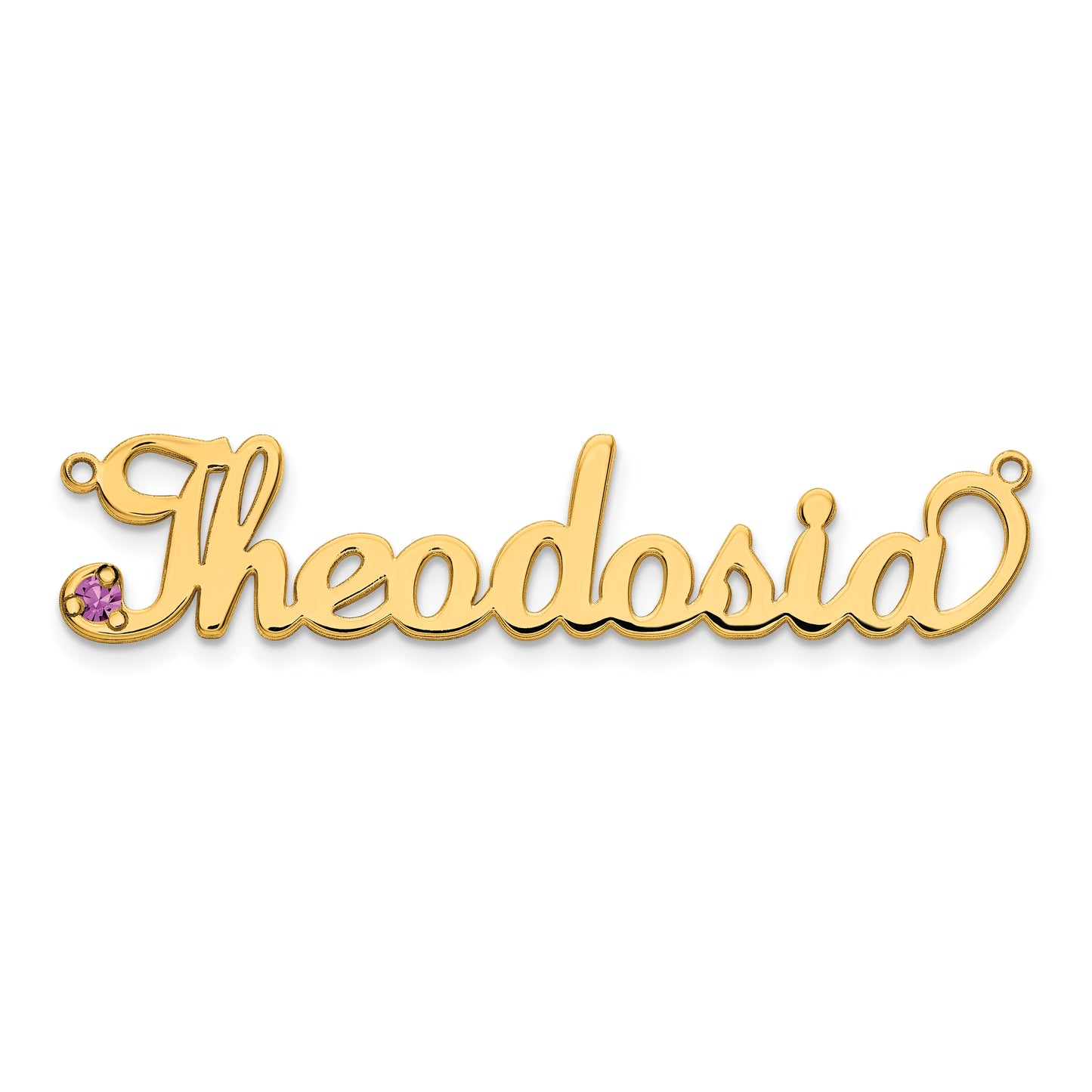 Sterling Silver Gold plated Polished Birthstone with Heart Name Plate