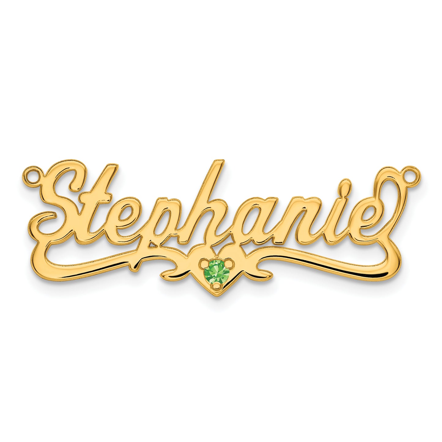 Sterling Silver Gold plated Polished Birthstone with Heart Name Plate
