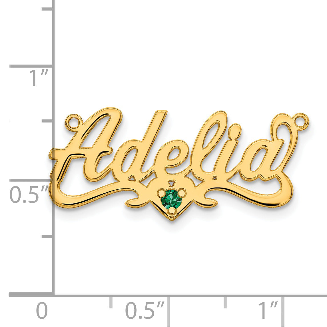 14K Yellow Gold Polished Birthstone with Heart Name Plate