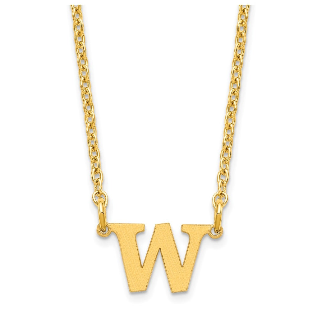 14K Yellow Or White Or Rose Gold Or Sterling Silver Gold Plated Satin Initial Necklace