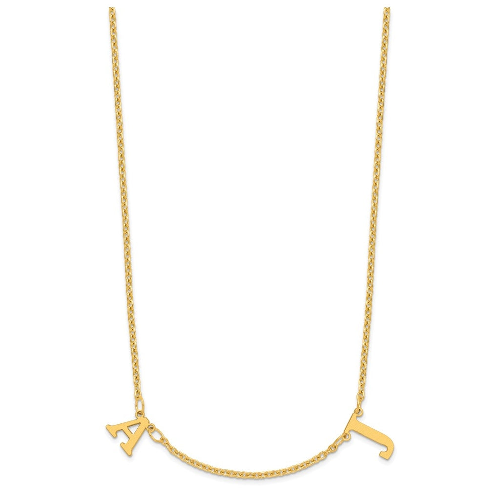 14K Yellow Or White Or Rose Gold Or Sterling Silver Gold Plated Satin Initial Necklace