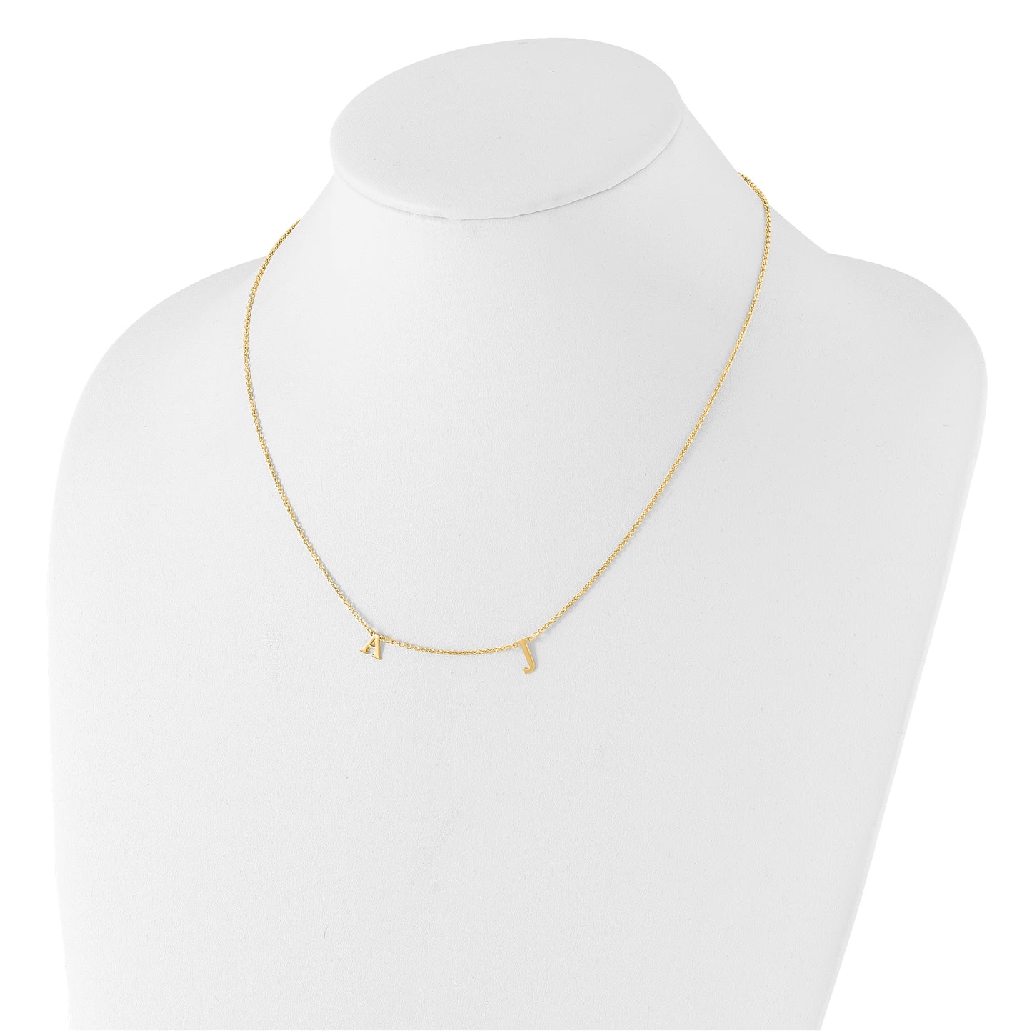 14K Yellow Or White Or Rose Gold Or Sterling Silver Gold Plated Satin Initial Necklace