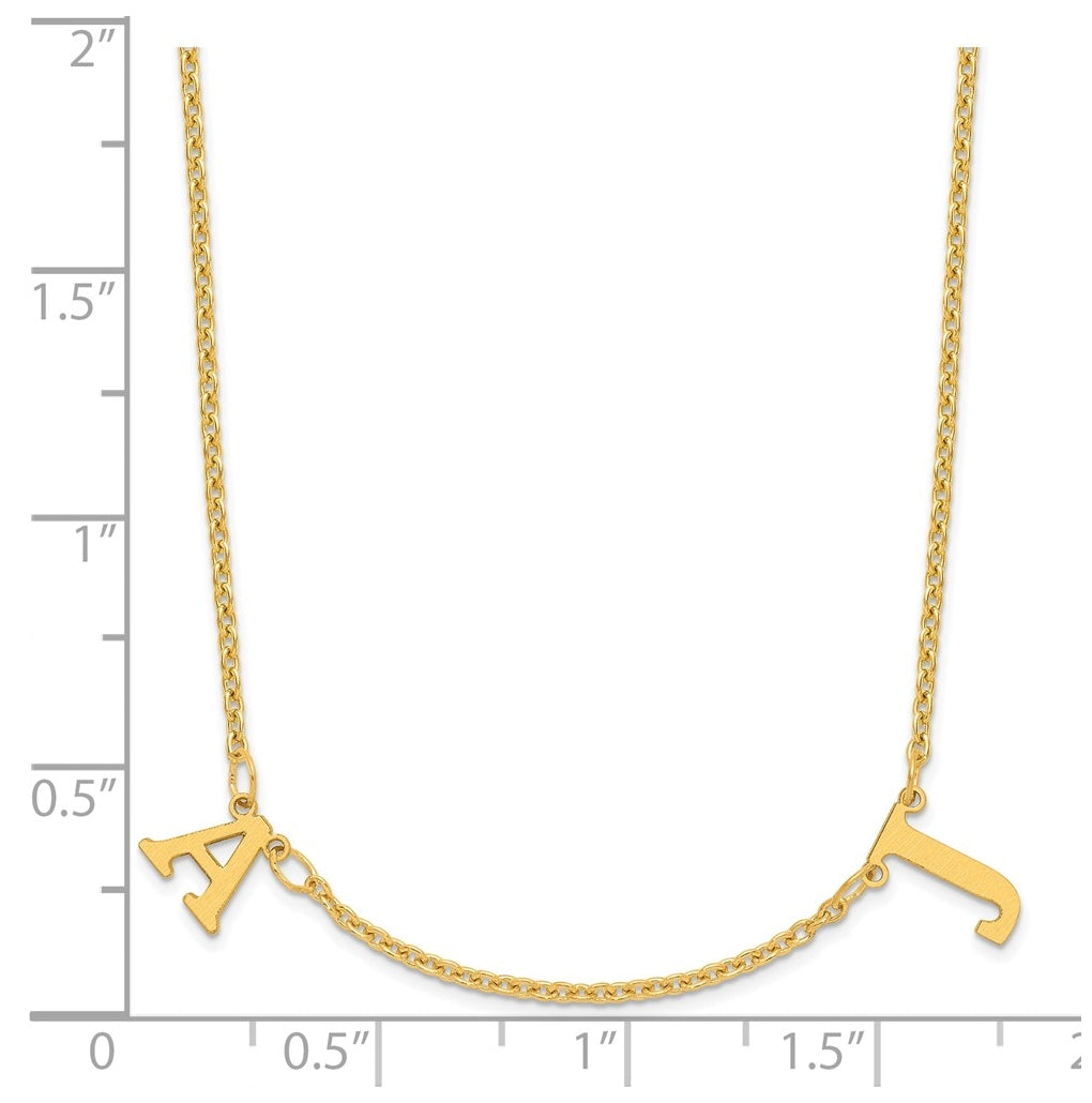 14K Yellow Or White Or Rose Gold Or Sterling Silver Gold Plated Satin Initial Necklace