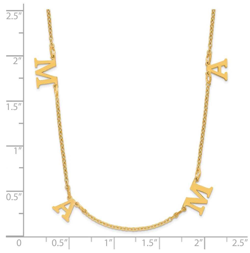 14K Yellow Or White Or Rose Gold Or Sterling Silver Gold Plated Satin Initial Necklace