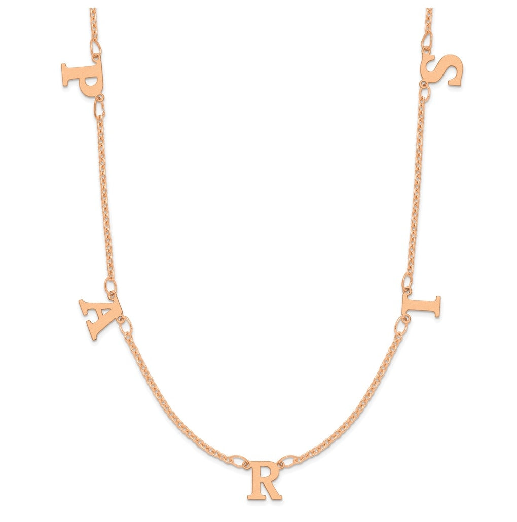14K Yellow Or White Or Rose Gold Or Sterling Silver Gold Plated Satin Initial Necklace