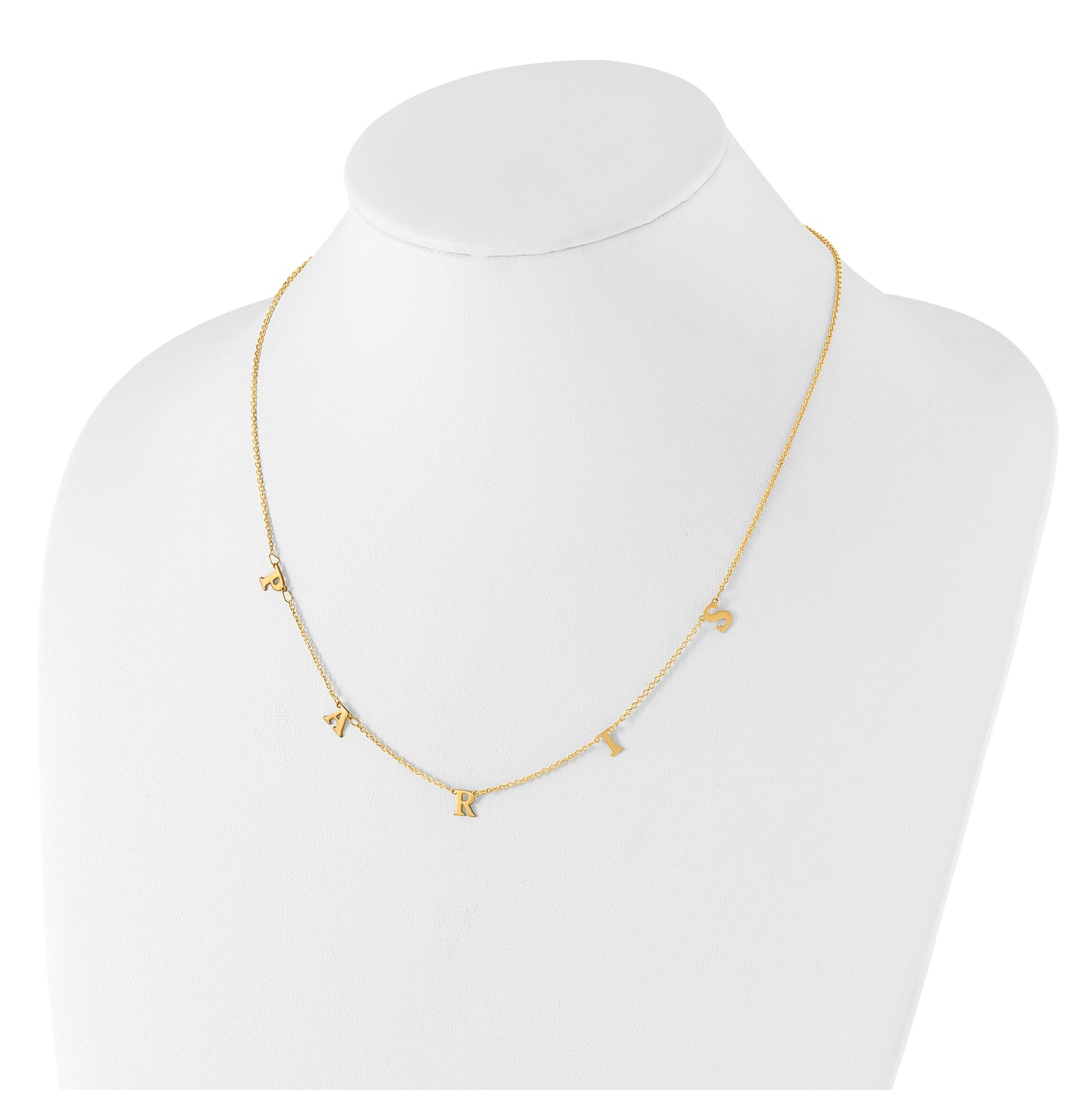 14K Yellow Or White Or Rose Gold Or Sterling Silver Gold Plated Satin Initial Necklace