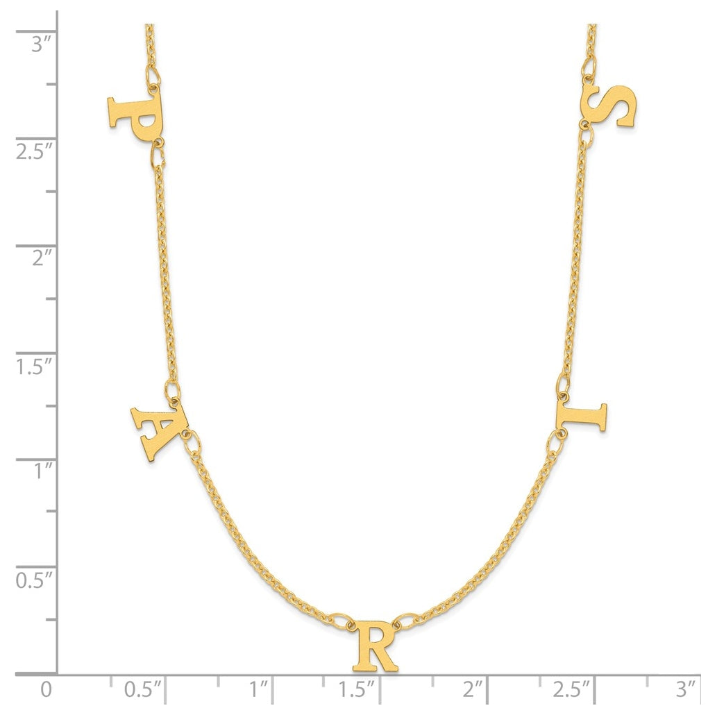 14K Yellow Or White Or Rose Gold Or Sterling Silver Gold Plated Satin Initial Necklace