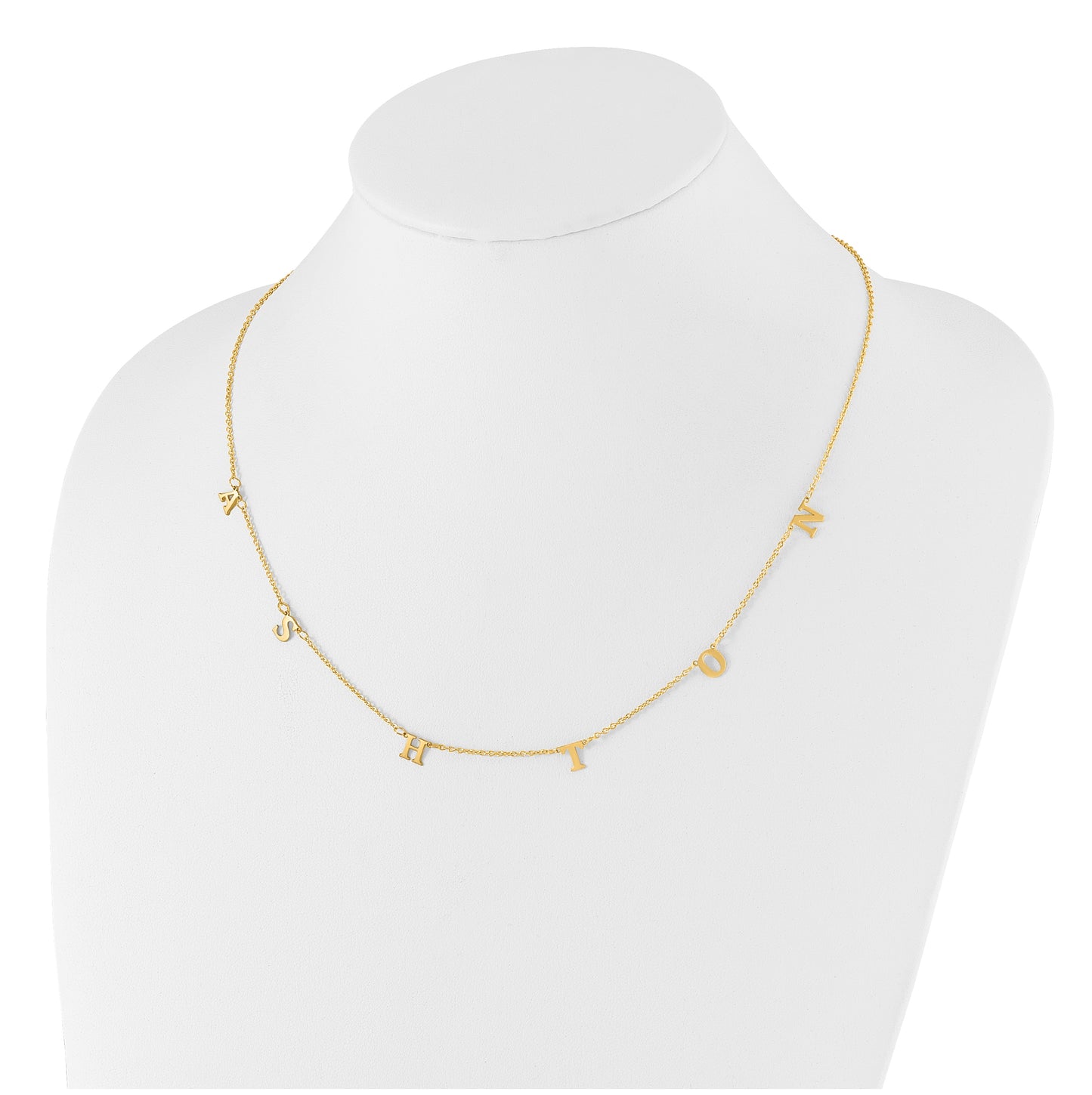 14K Yellow Or White Or Rose Gold Or Sterling Silver Gold Plated Satin Initial Necklace