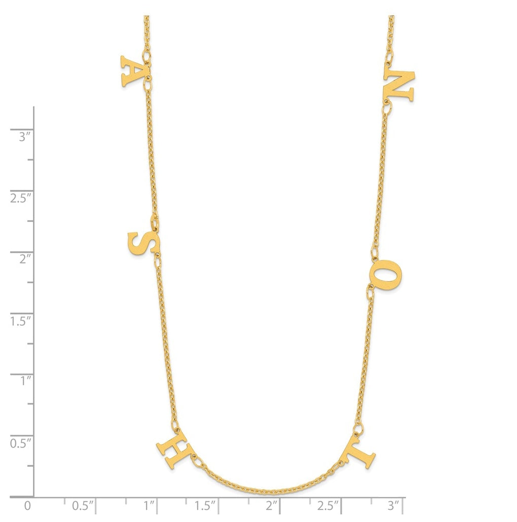 14K Yellow Or White Or Rose Gold Or Sterling Silver Gold Plated Satin Initial Necklace