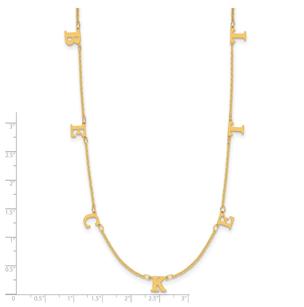 14K Yellow Or White Or Rose Gold Or Sterling Silver Gold Plated Satin Initial Necklace