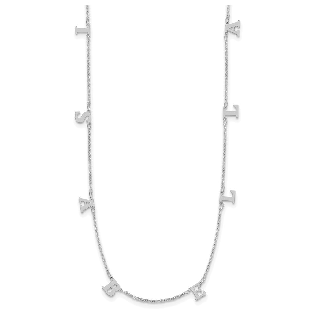 14K Yellow Or White Or Rose Gold Or Sterling Silver Gold Plated Satin Initial Necklace
