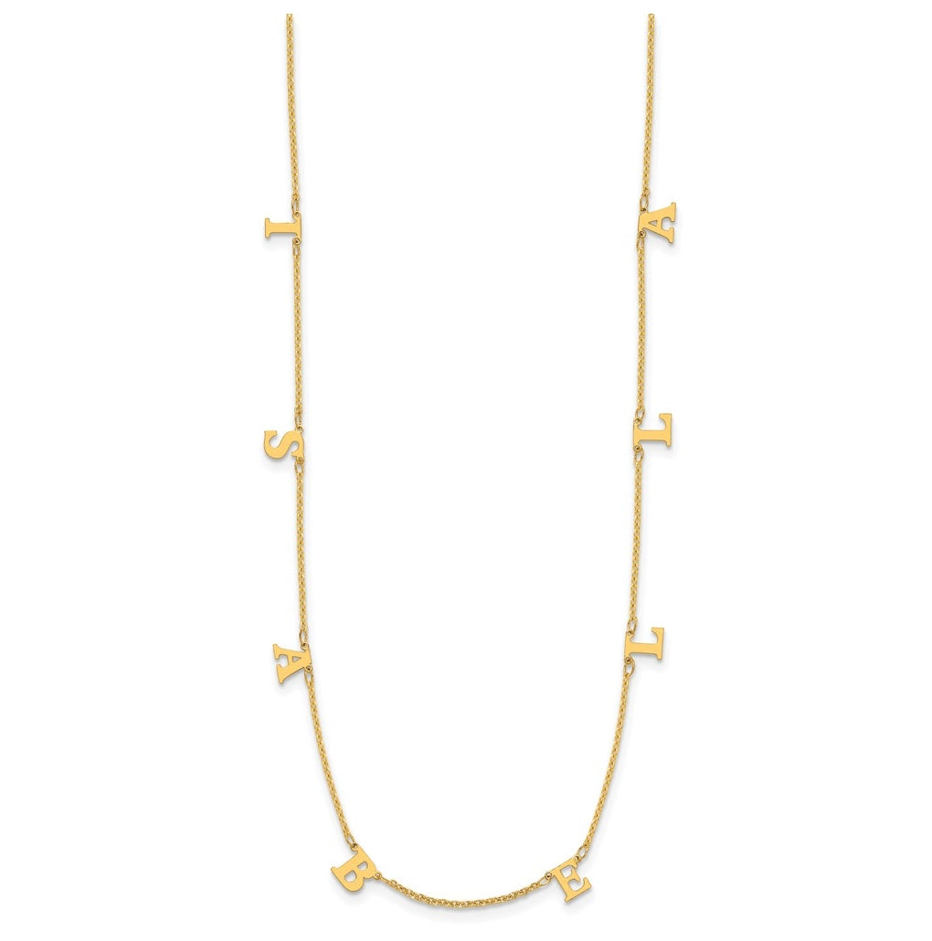 14K Yellow Or White Or Rose Gold Or Sterling Silver Gold Plated Satin Initial Necklace