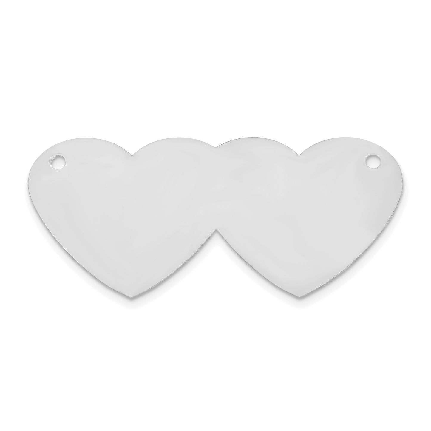 10K White Gold Double Heart Name Plate