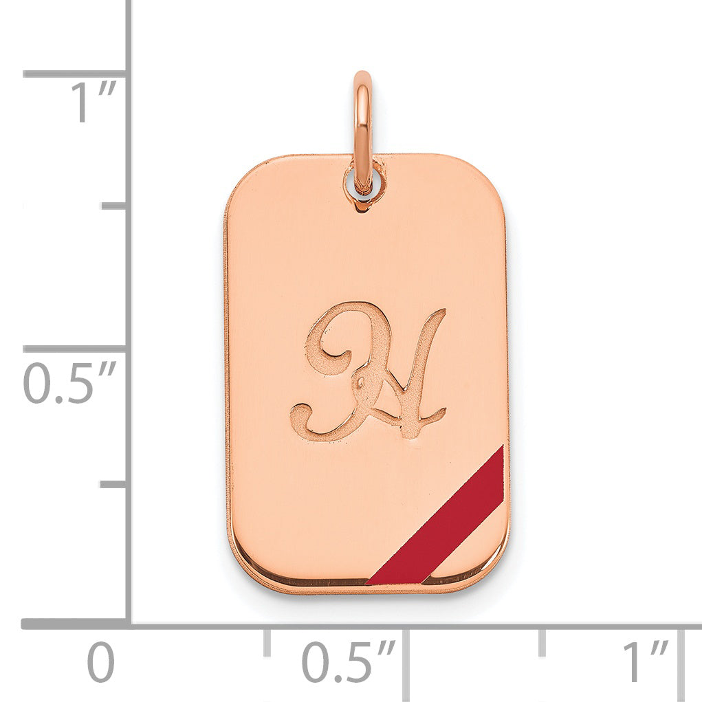 Sterling Silver Rose Gold plated Dog Tag Enameled Charm