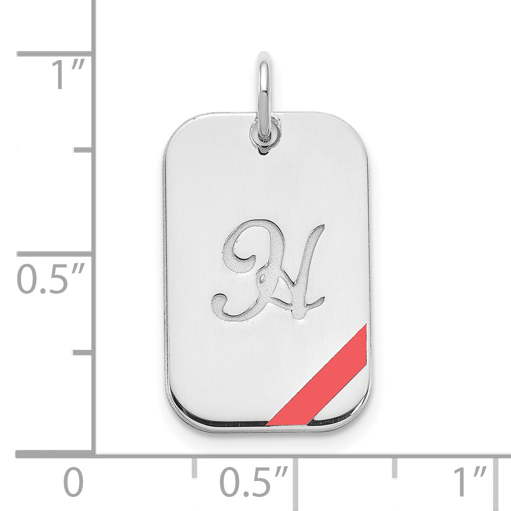 Sterling Silver Rhodium plated Dog Tag Enameled Charm