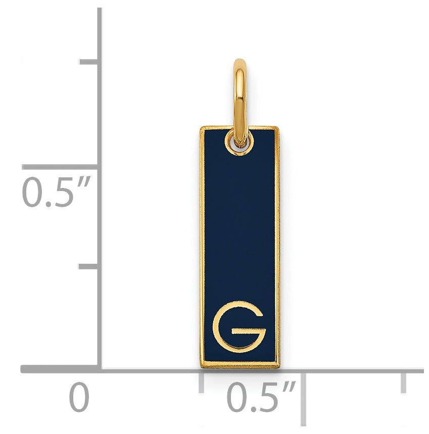 14K Yellow Gold Small Enameled Initial Bar Charm