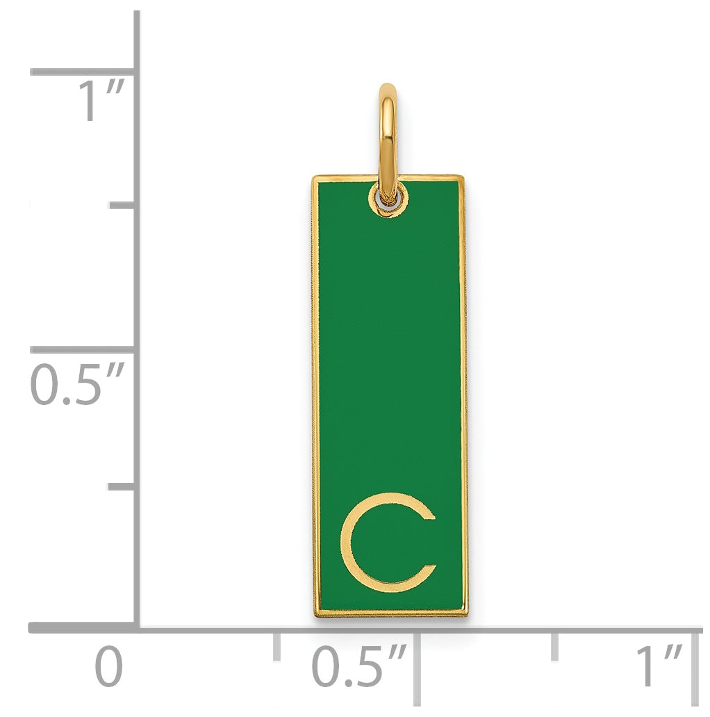 14K Yellow Gold Medium Enameled Initial Bar Charm