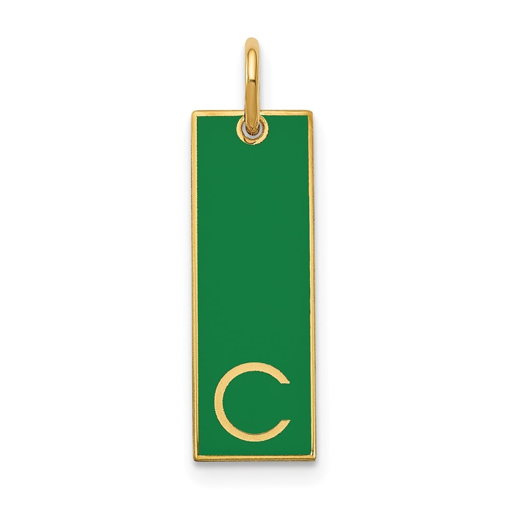 14K Yellow Gold Medium Enameled Initial Bar Charm