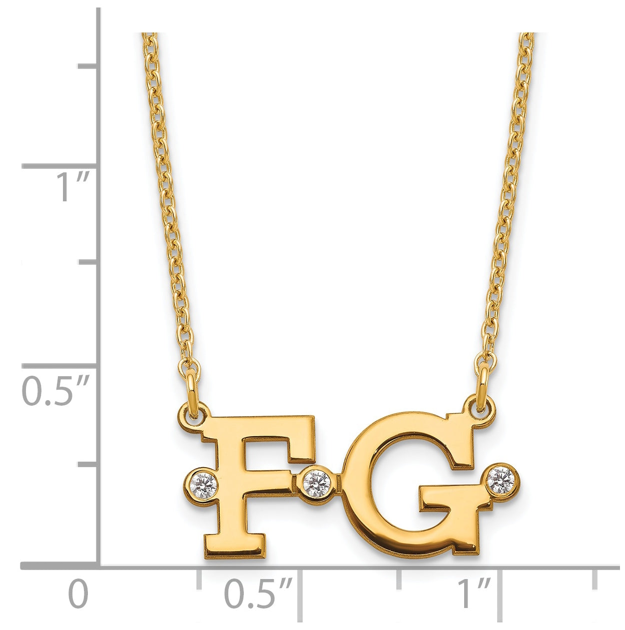Sterling Silver Gold Plated Double Initial with Diamonds Necklace