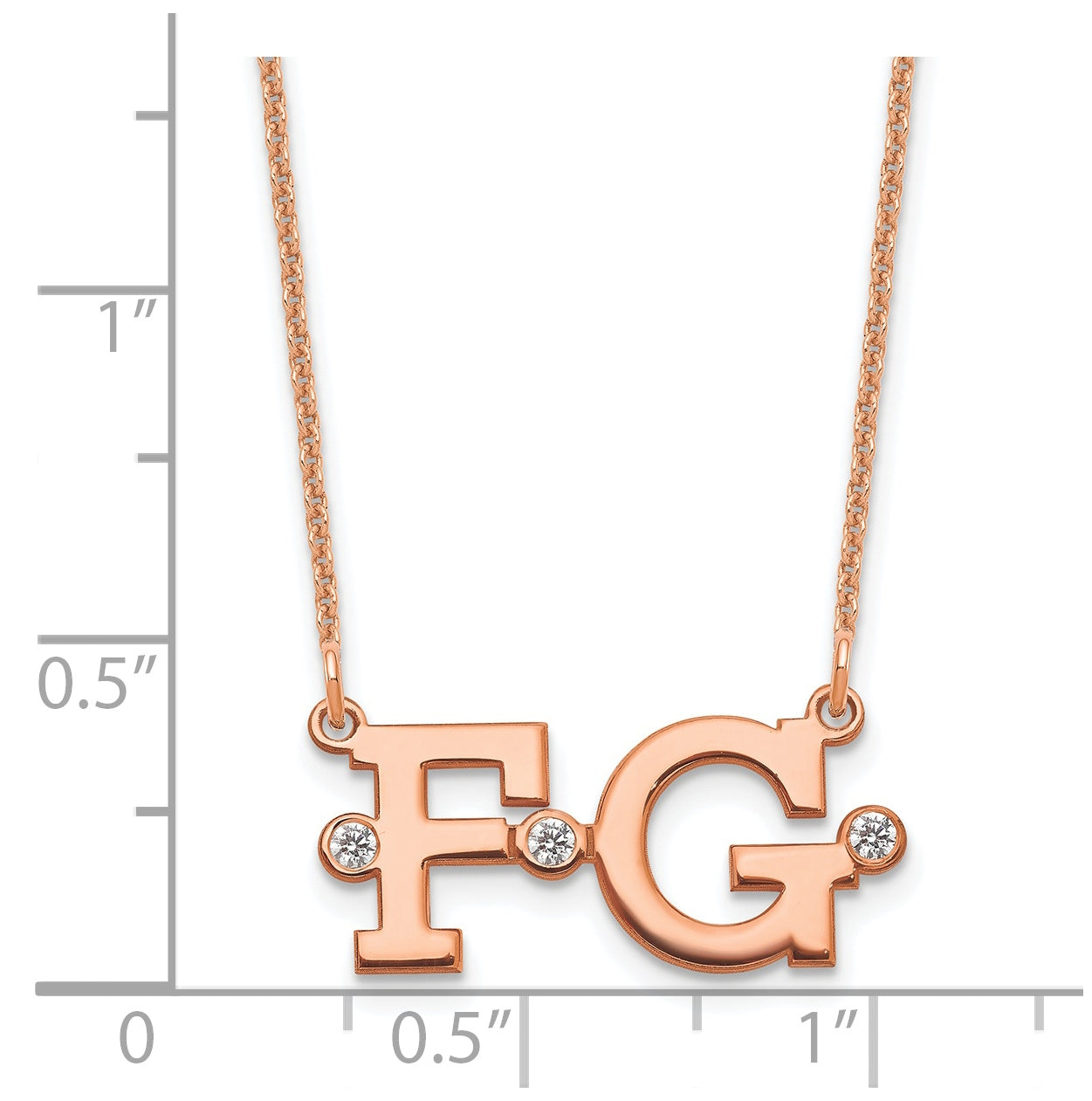 14K Rose Gold Polished 2 Initial Diamond Necklace