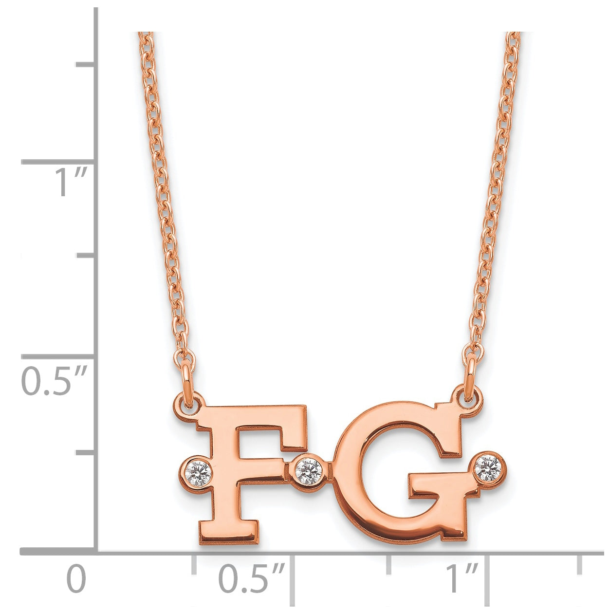 Sterling Silver Rose Gold plated Double Initial with Diamonds Necklace