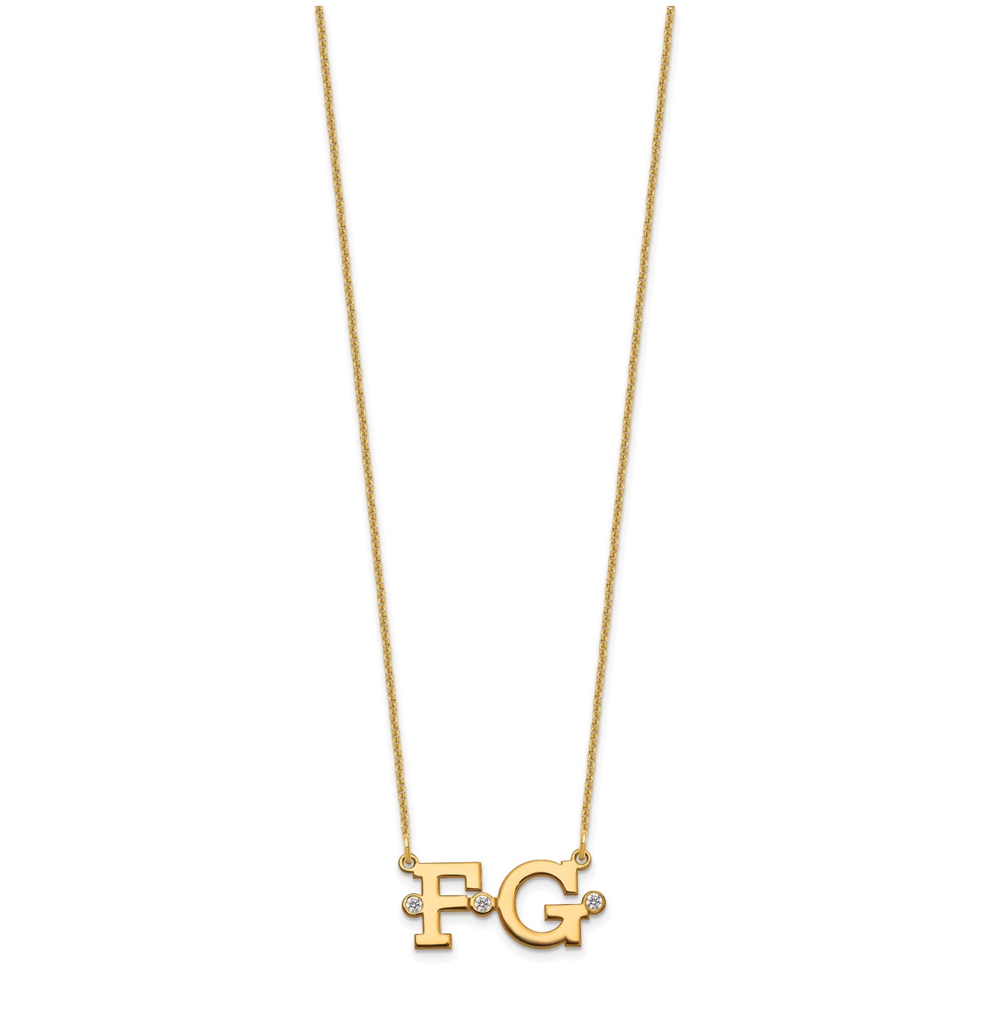 14K Yellow Gold Double Initial with Diamonds Necklace