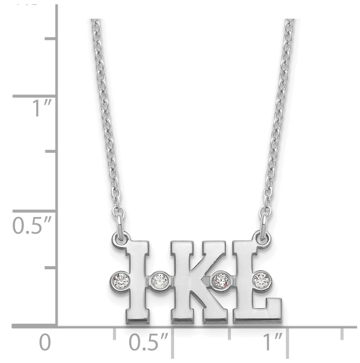 Sterling Silver Rhodium plated Triple Initial with Diamond Necklace