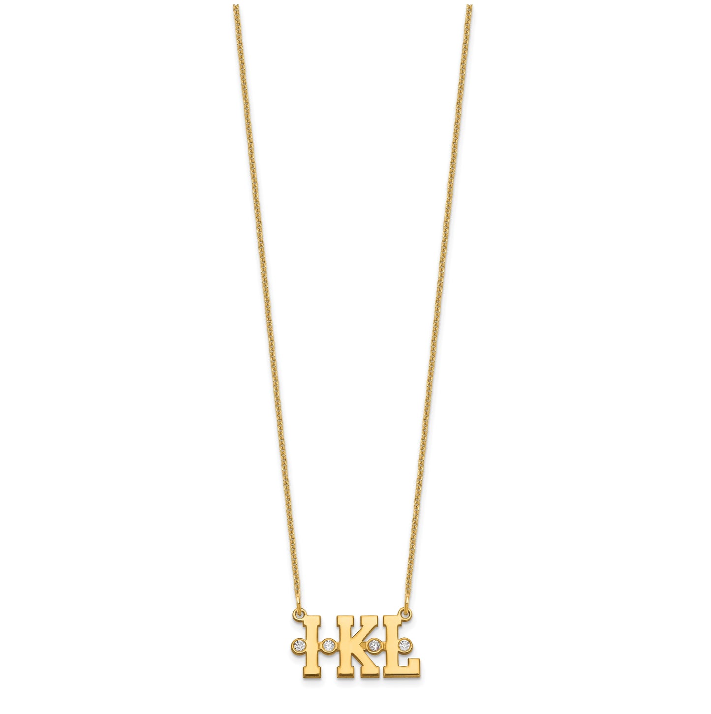 14K Yellow GoldTriple Initial with Diamond Necklace