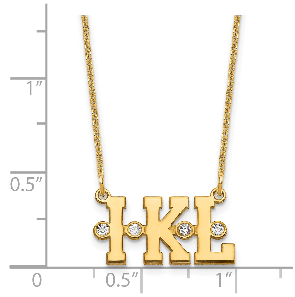 14K Yellow GoldTriple Initial with Diamond Necklace