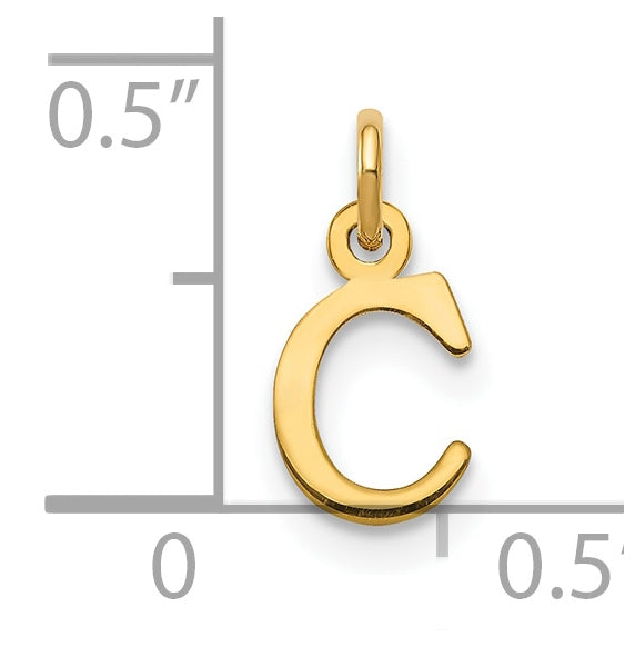 14K Yellow Gold Cutout Letter C Initial Pendant