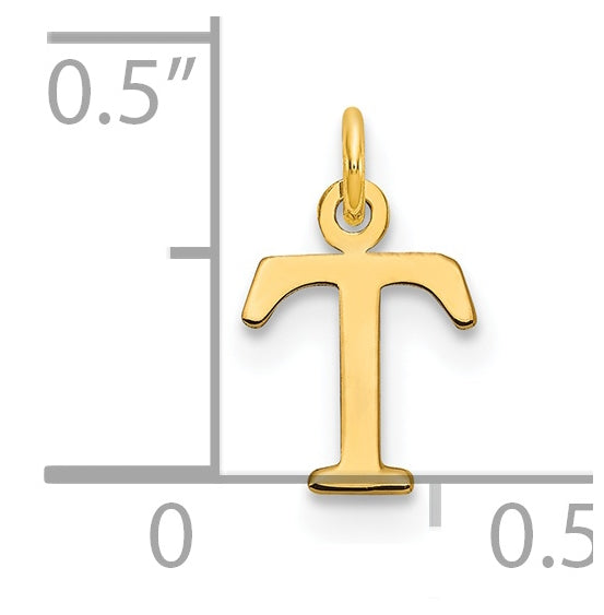 14K Yellow Gold Cutout Letter T Initial Pendant