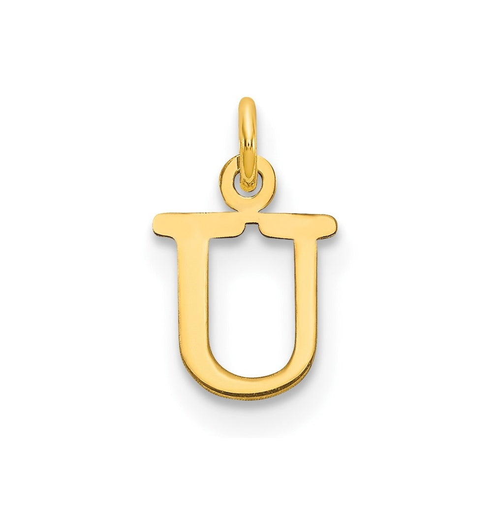14K Yellow Gold Cutout Letter U Initial Pendant