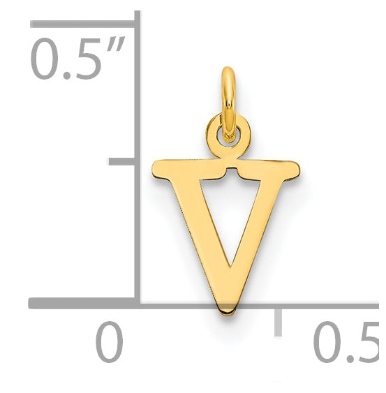 14K Yellow Gold Cutout Letter V Initial Pendant
