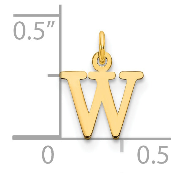 14K Yellow Gold Cutout Letter W Initial Pendant