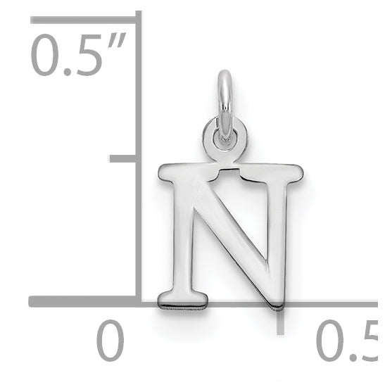10K White Gold Cutout Letter N Initial Charm