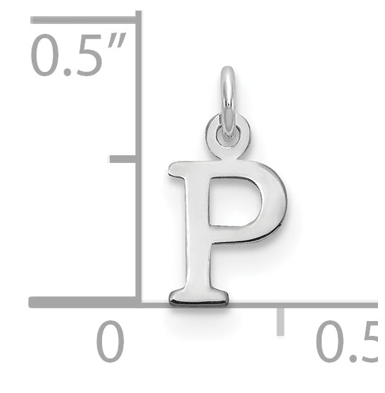 10K White Gold Cutout Letter P Initial Charm
