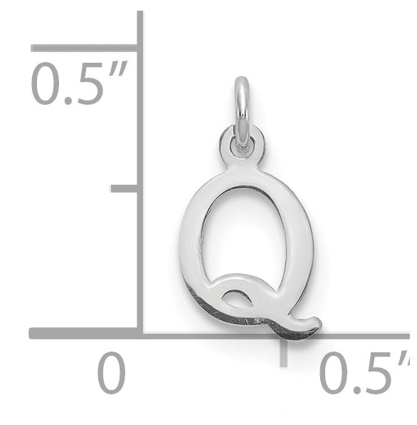 14K White Gold Cutout Letter Q Initial Pendant