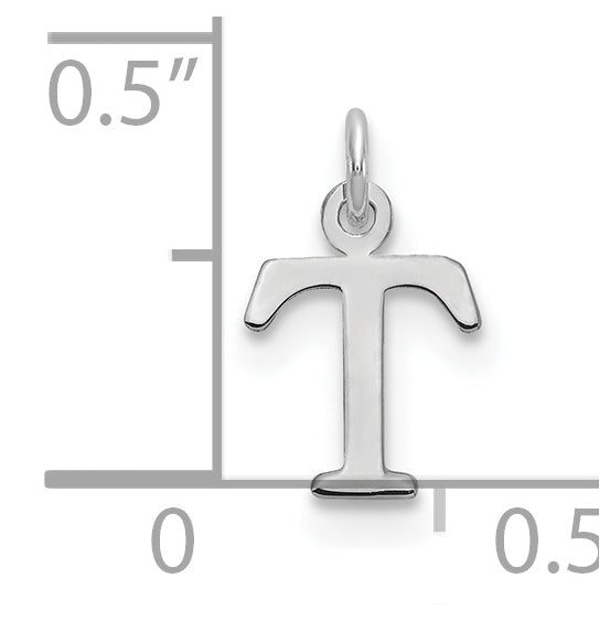 10K White Gold Cutout Letter T Initial Charm