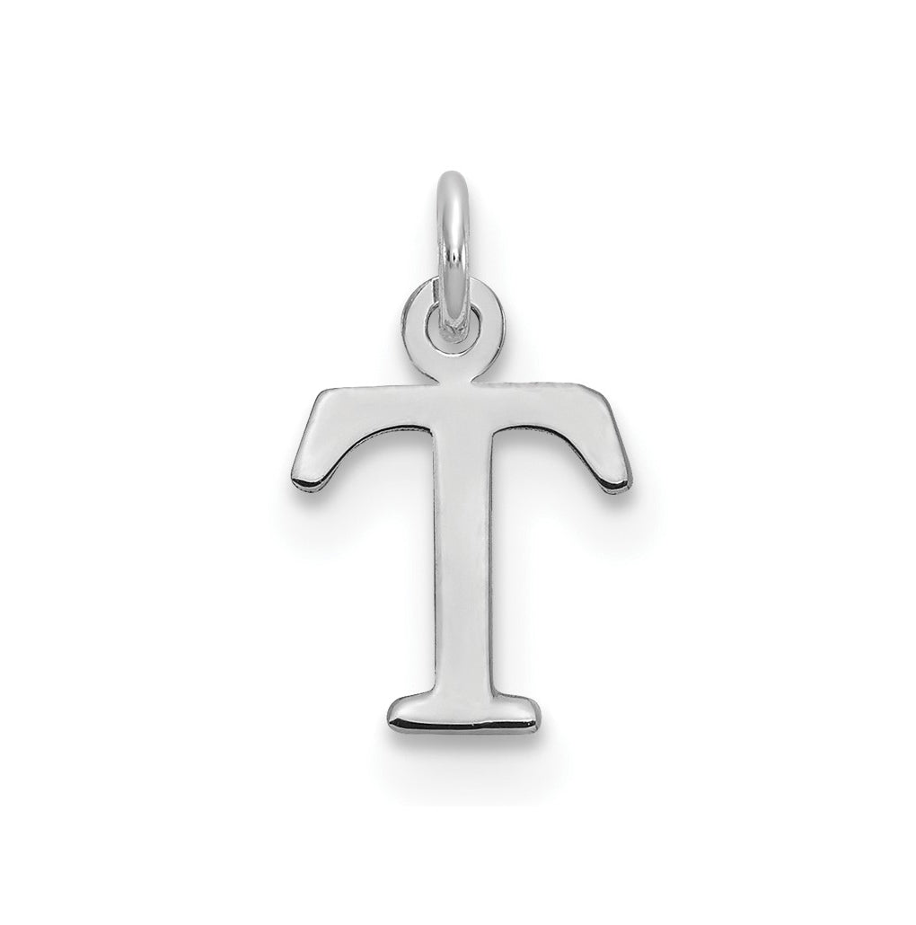 14K White Gold Cutout Letter T Initial Pendant