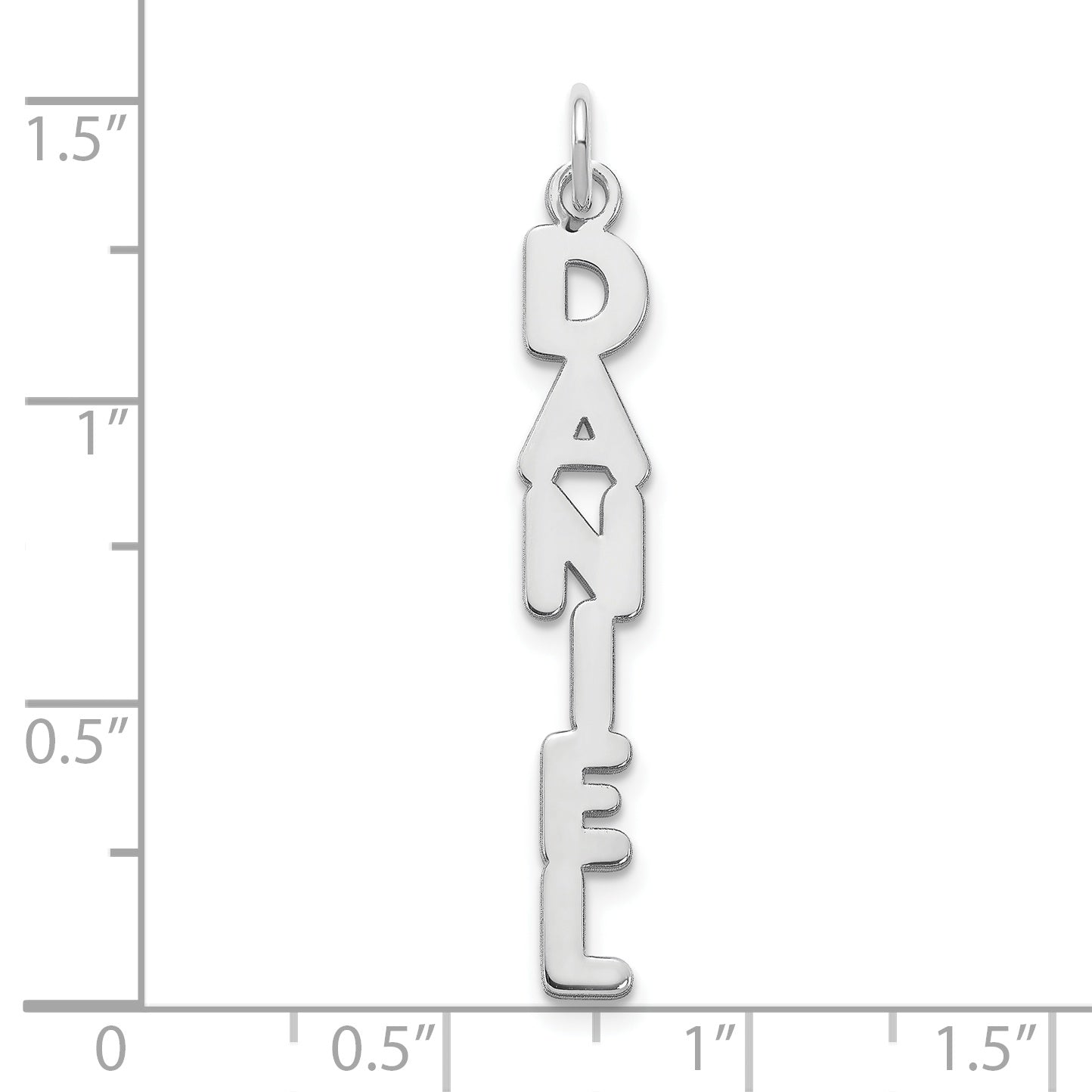 14K White Gold Kimberly Font Vertical Name Plate Charm