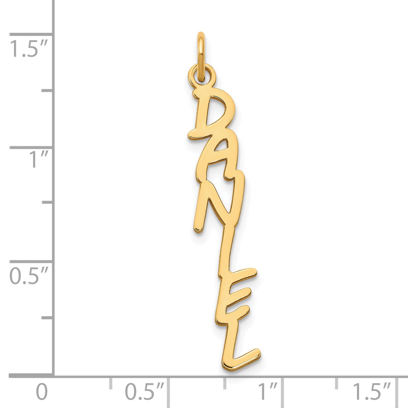 14K Yellow Gold MV Boli Font Vertical Name Plate Charm
