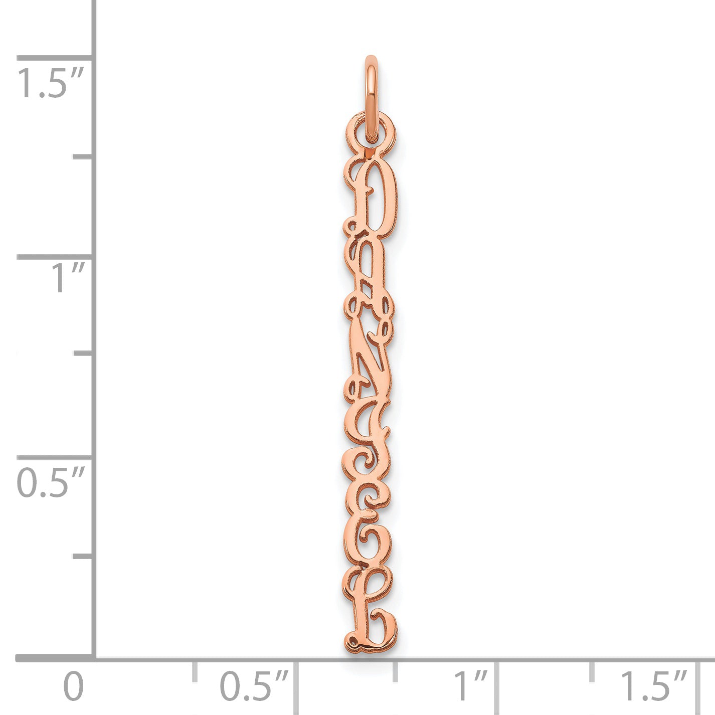 Sterling Silver Rose Gold plated QG Vine Font Vertical Name Plate Charm