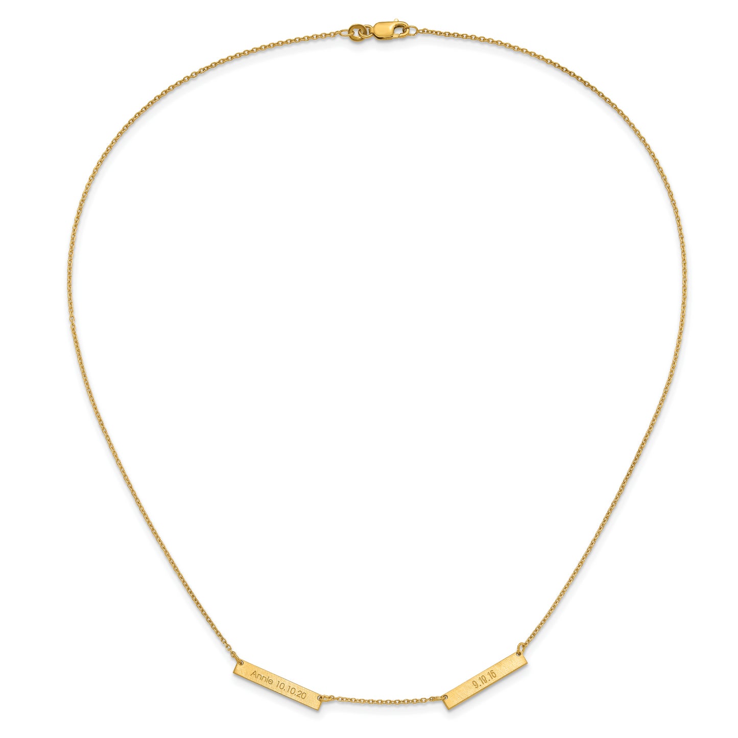 Sterling Silver Gold plated Brushed 2 Station Necklace