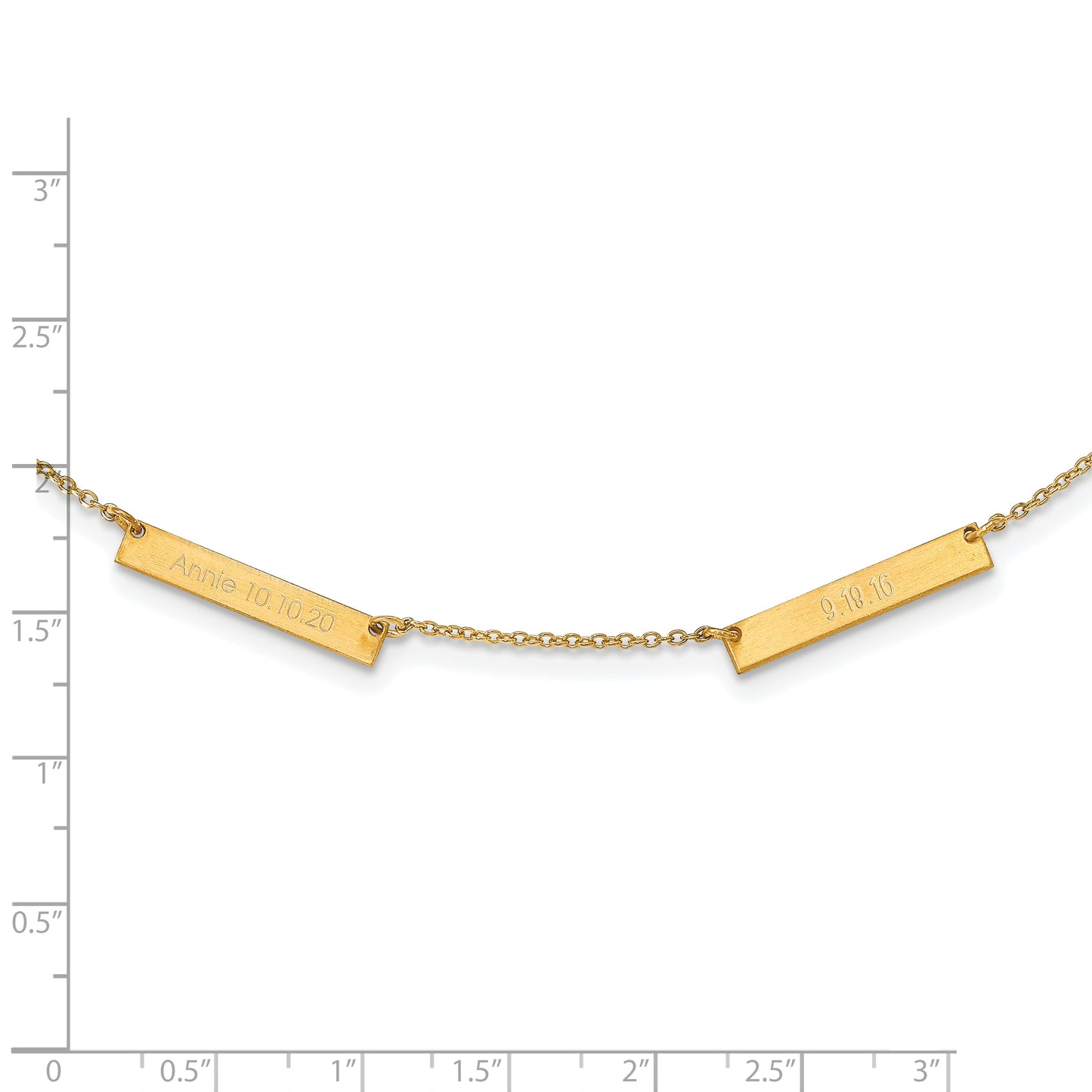 Sterling Silver Gold plated Brushed 2 Station Necklace