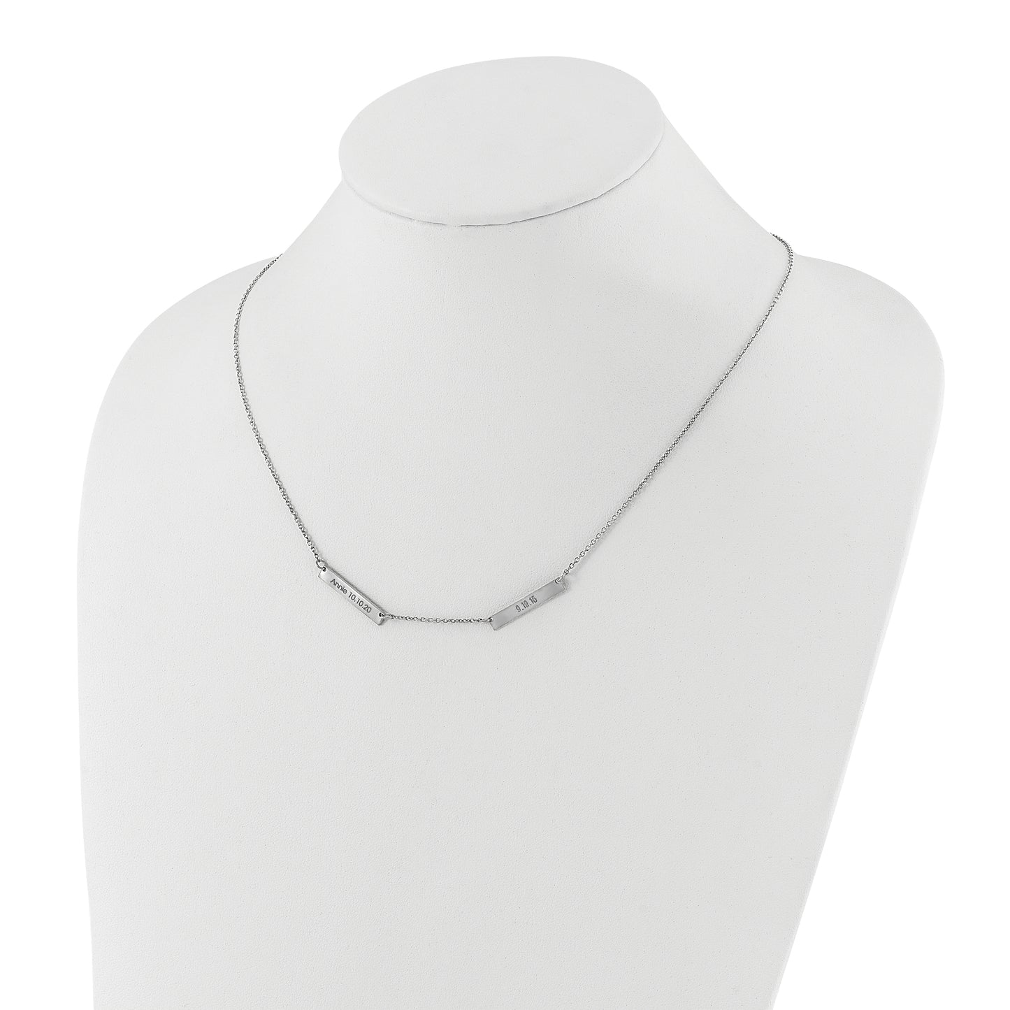 Sterling Silver Rhodium plated Brushed 2 Station Necklace