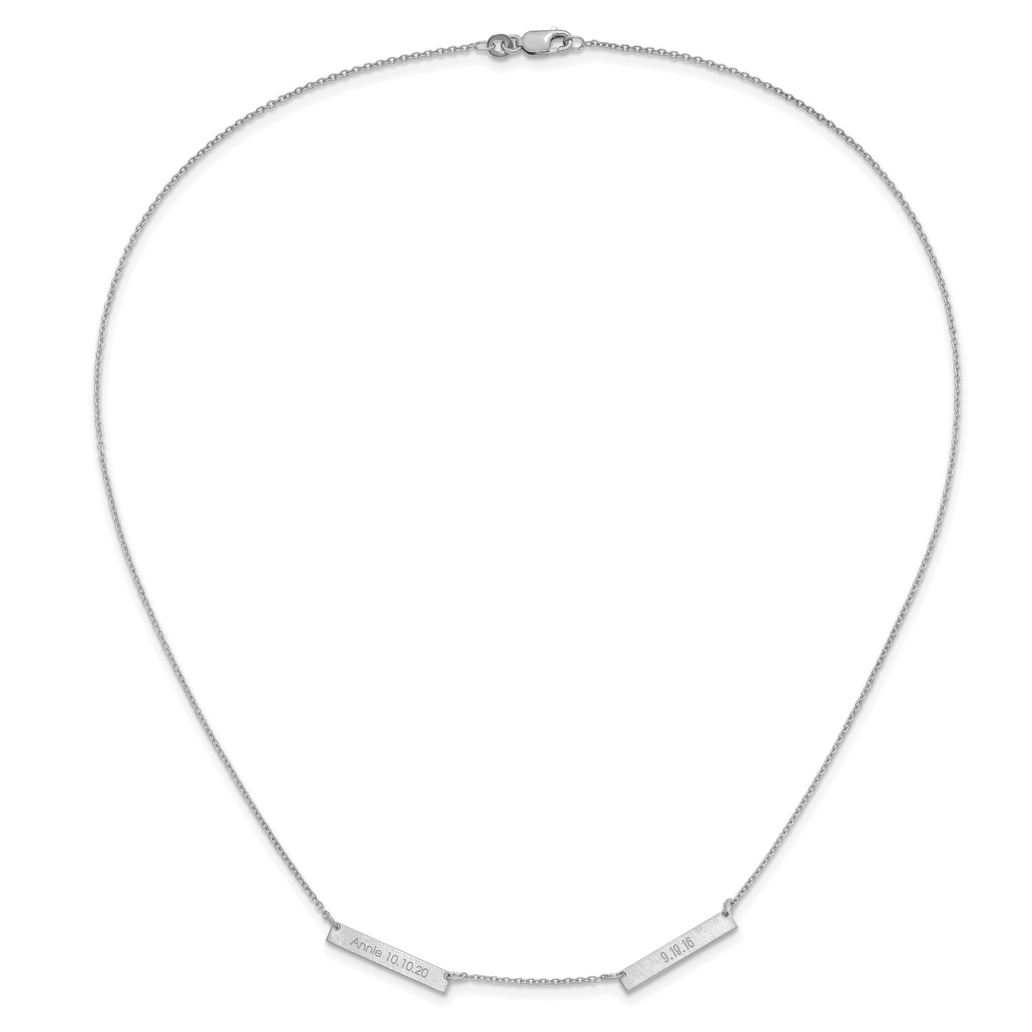 Sterling Silver Rhodium plated Brushed 2 Station Necklace