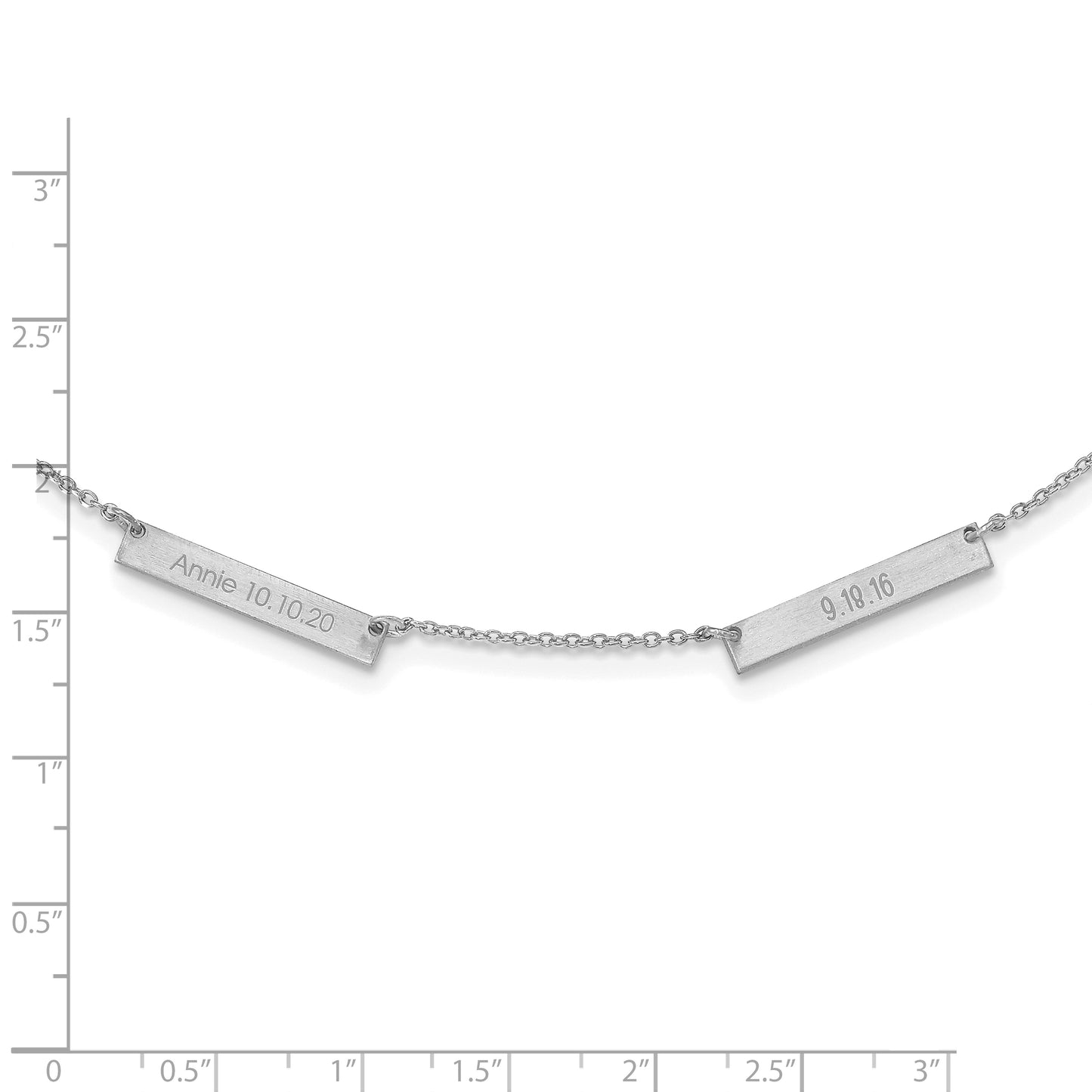 Sterling Silver Rhodium plated Brushed 2 Station Necklace