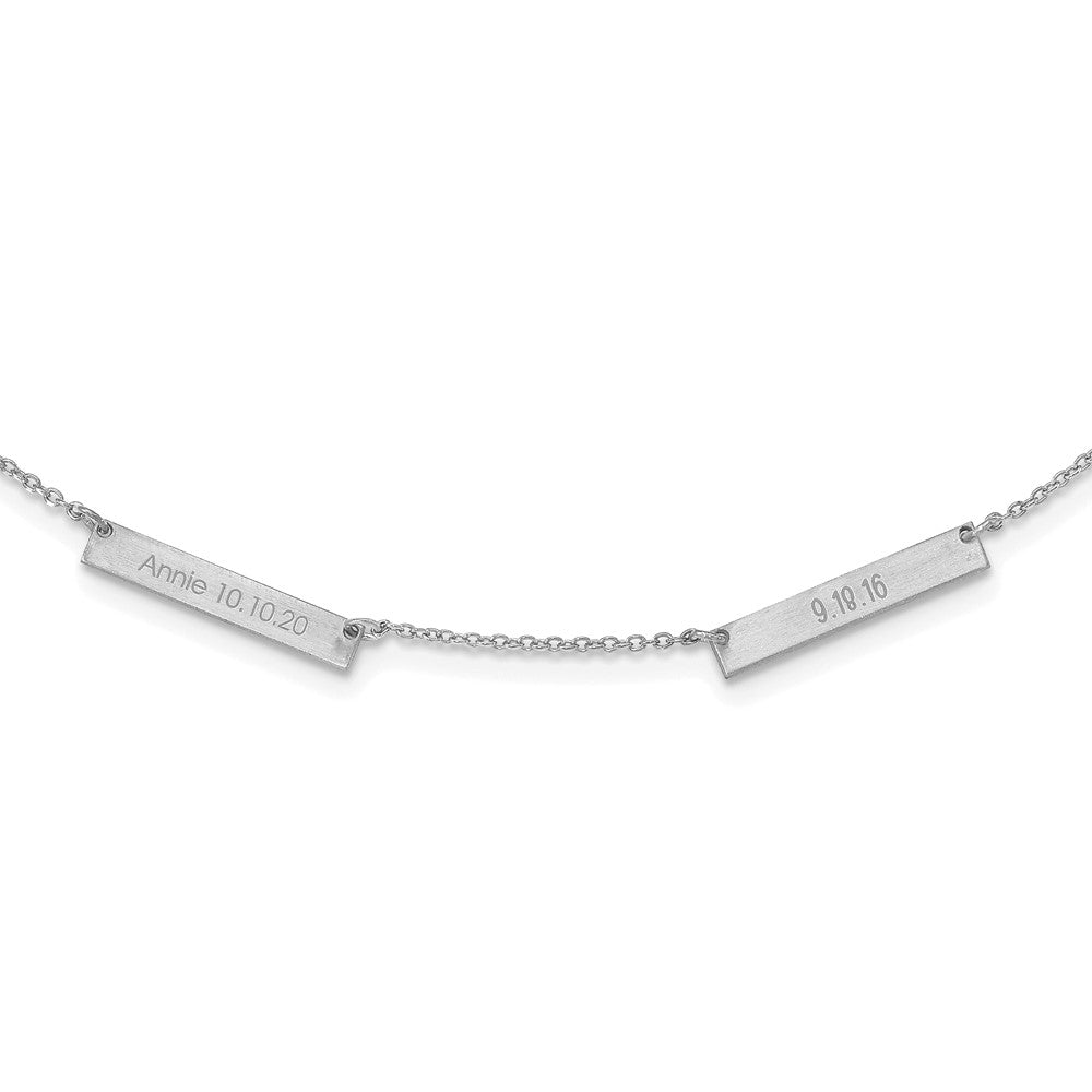 Sterling Silver Rhodium plated Brushed 2 Station Necklace